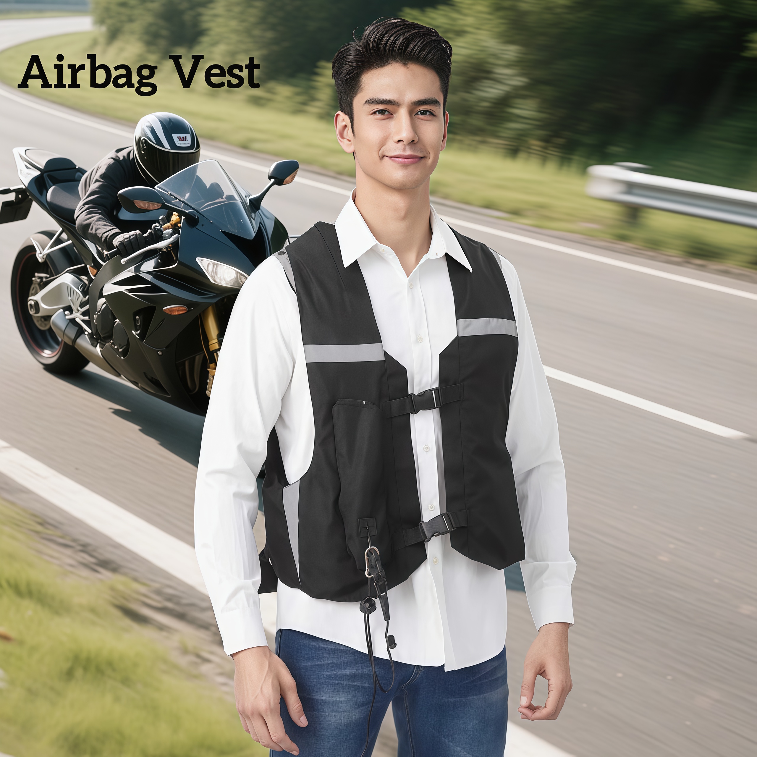 Motorcycle Gear With Airbag - Adjustable Size Motorcycle Safety Airbag Vest