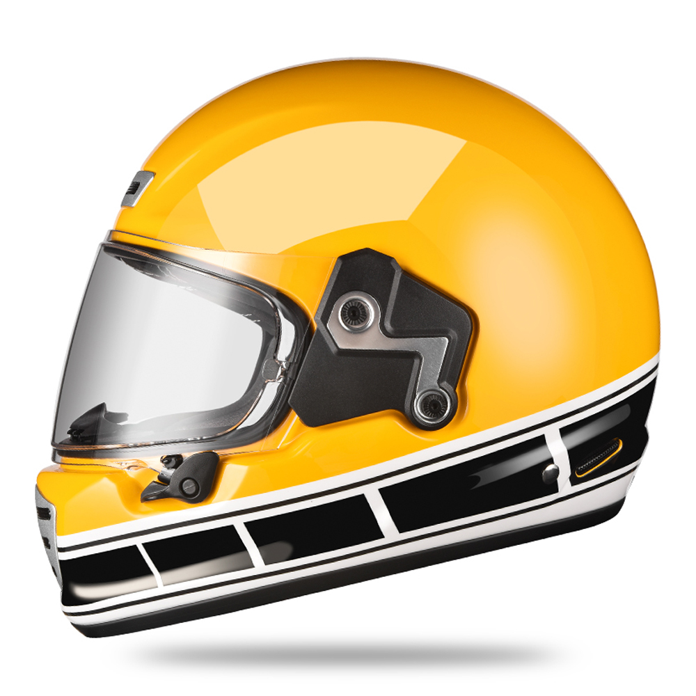 Motorcycle Gear Yellow - Yellow Black Anti-Fall Motocross Vintage Helmet