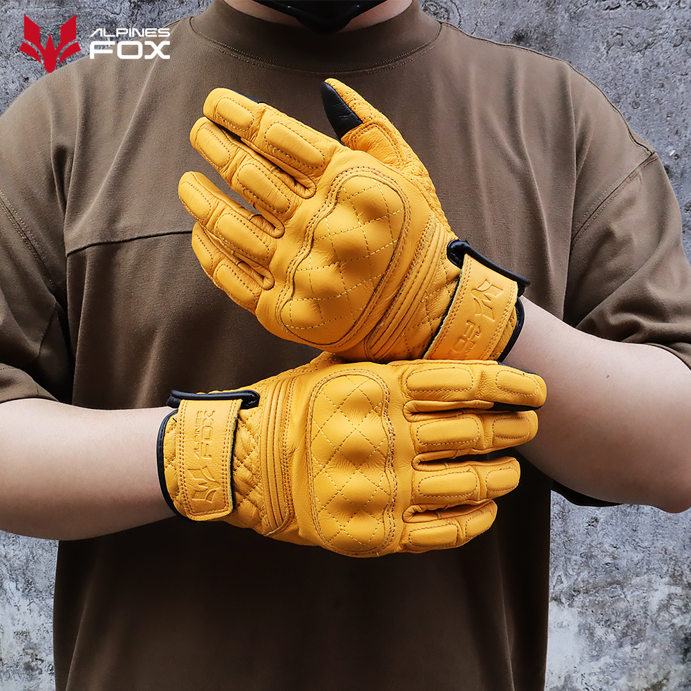 Retro Motorcycle Gloves Real L - Motorcycle Gear Yellow reseña y precio
