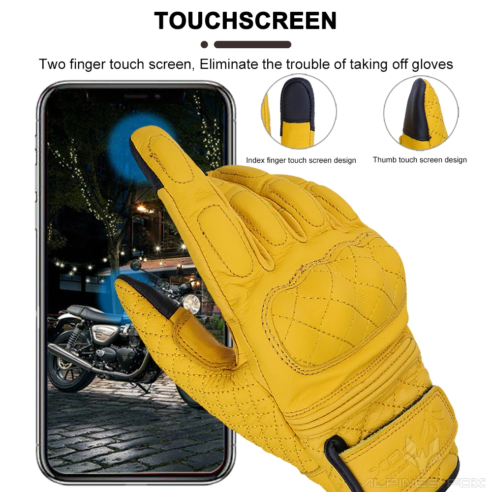 Retro Motorcycle Gloves Real L - Motorcycle Gear Yellow reseña y precio