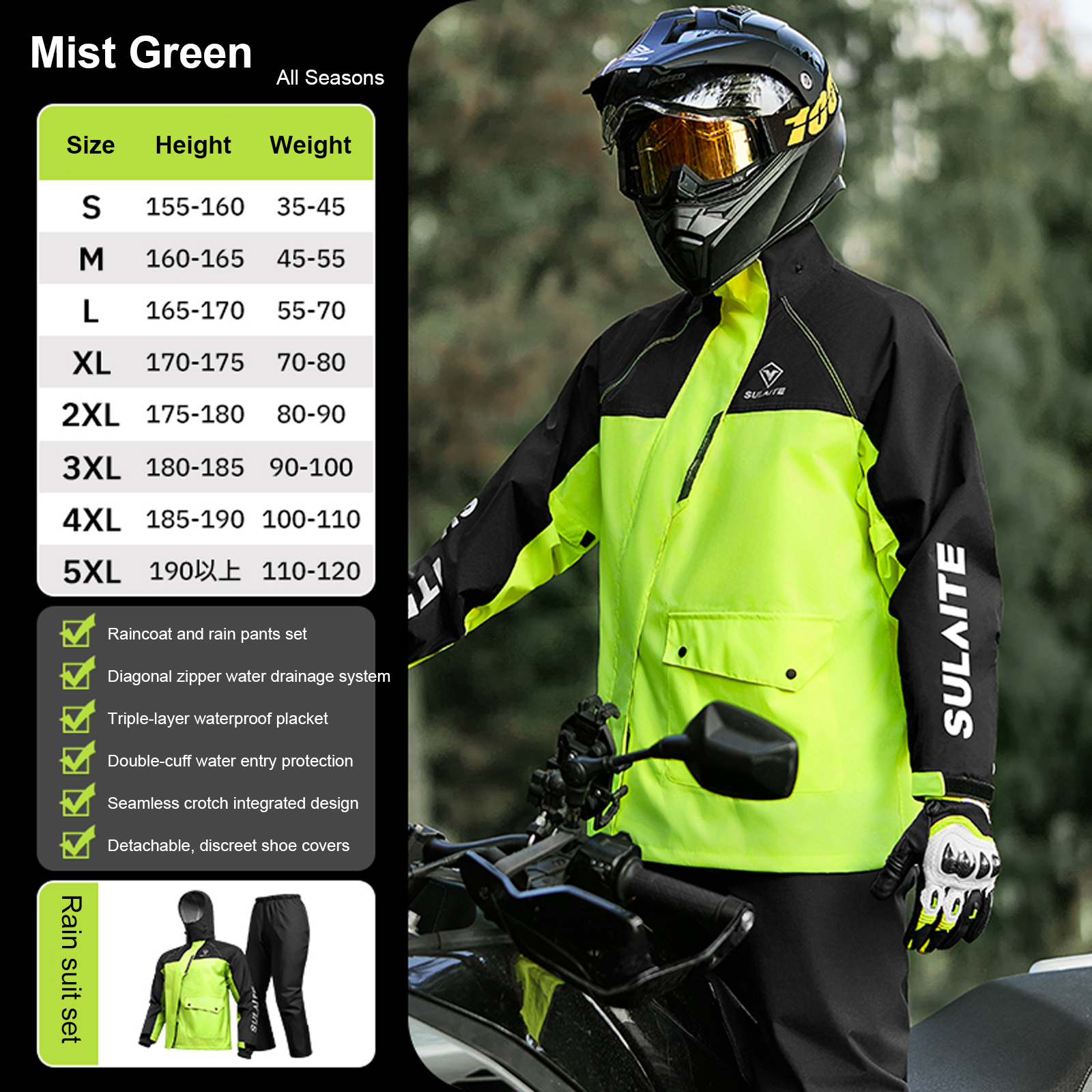 Motorcycle Rain Suit for Men & - Motorcycle Gear Cycle reseña y precio